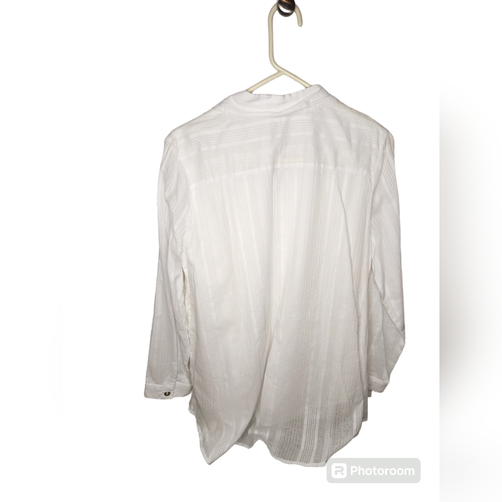 NWT Soft Surroundings Cadenza Beads Sequins Lace White Blouse Size L - Picture 2 of 3